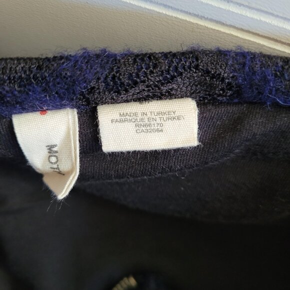 Anthropologie Moth Bomber Jacket Womens Small Blue and Black Lace Zip Up Pockets - Picture 10 of 11